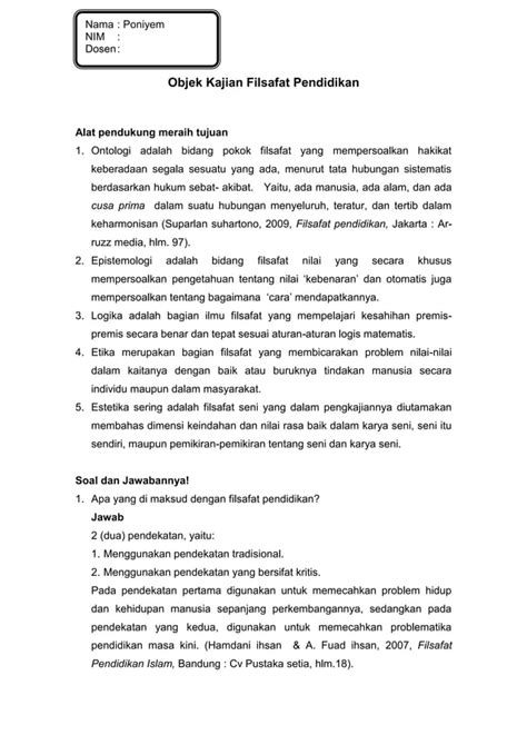 Objek Kajian Filsafat Pendidikan Pdf