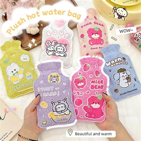 Portable Cute Cartoon Plush Hot Water Bag Winter Mini Water Injection Hand Warmer Bag Hand
