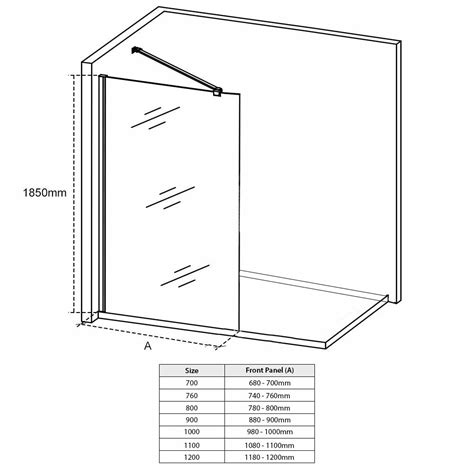 Milan Wet Room Shower Screen Matt Black Grid 8mm Easy Clean Glass