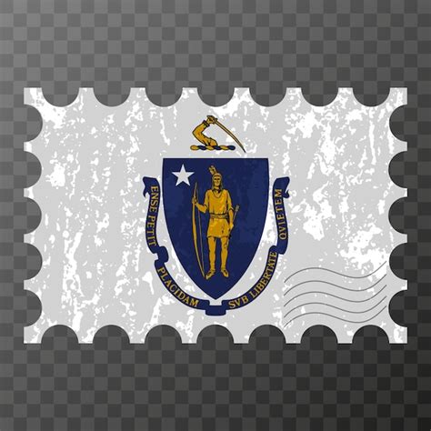 Premium Vector Postage Stamp With Massachusetts State Grunge Flag