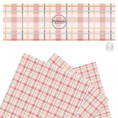 Pink Striped Gingham On Rose Faux Leather Sheet Back To School