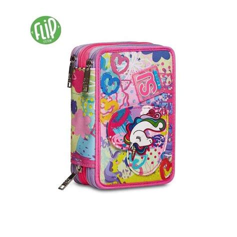 Astuccio Scuola Zip Seven Sj Gang Triplo Scomparto Magicflip Completo