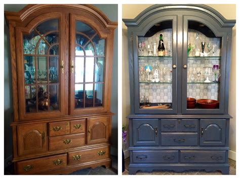 Before And After Of Large China Cabinet Stripped And Stained With New