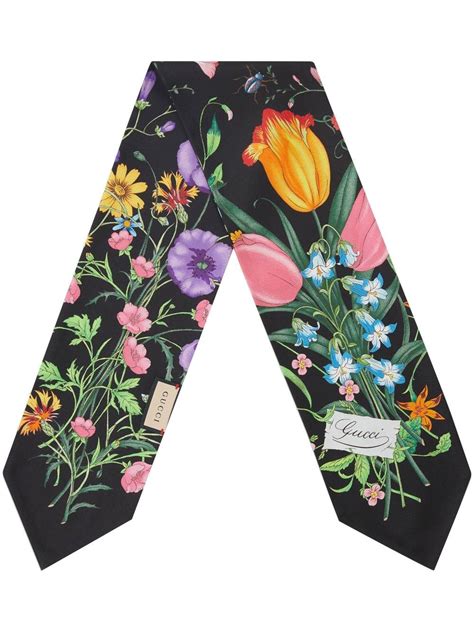 Gucci Floral Print Silk Scarf Farfetch