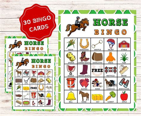 Horse Bingo Cards Instant Download Printable Pony Bingo Game Horse