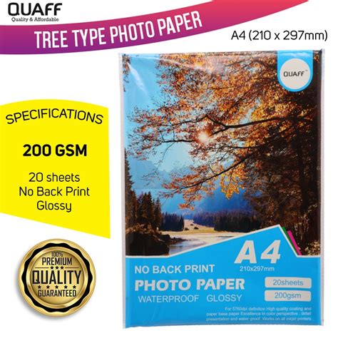 Quaff Tree Type No Back Print Inkjet Photo Paper Glossy A Size