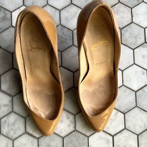 Christian Louboutin Shoes Christian Louboutin Nude Stiletto Peep Toe Cleavage Pump Shiny