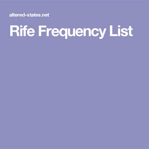 Rife Frequency List Healing Frequencies Frequencies Alternative Health