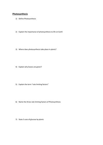 Gcse Photosynthesis Teaching Resources