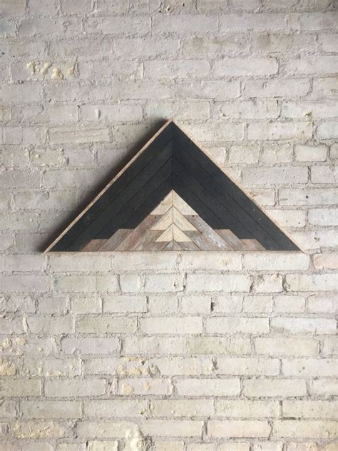 Reclaimed Wood Wall Art Decor Lath Pattern Triangle Mountain