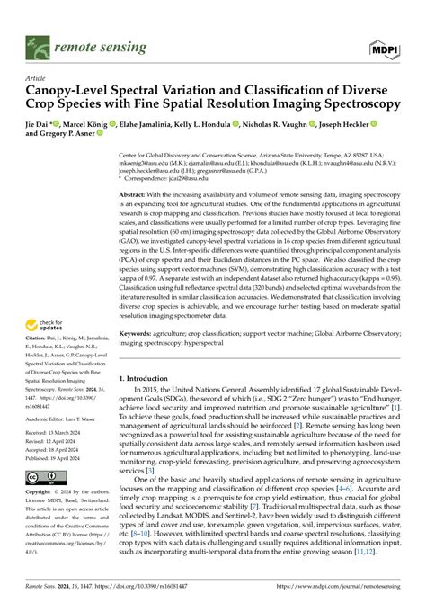 Pdf Canopy Level Spectral Variation And Classification Of Diverse