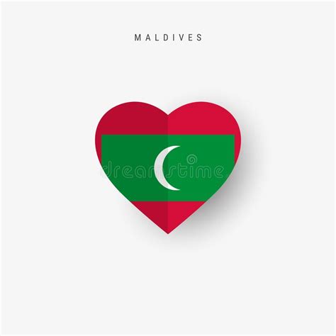 Maldives Heart Shaped Flag Origami Paper Cut Maldivian National Banner