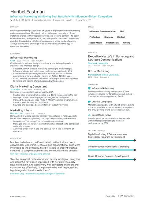 Influencer Marketing Resume Examples Guide For