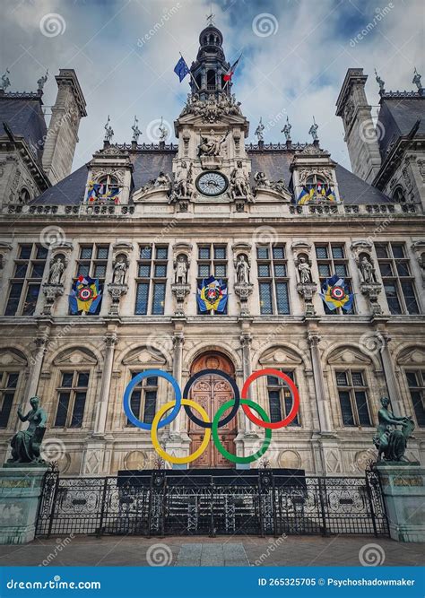 Close Up Paris City Hall Entrance. Outdoors View To the Beautiful ...