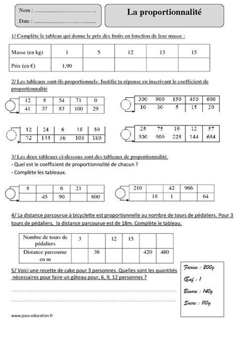 Proportionnalité Cm2 Exercices corrigés Organisation et gestion