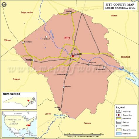 Pitt County Map, North Carolina