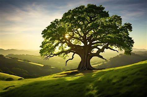 Premium Ai Image Photo Of Lone On A Hill Oak Tree