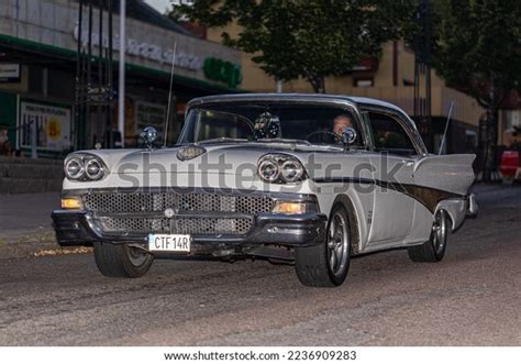 American Classic Cars Cruising Smedjebacken Dalarna Stock Photo