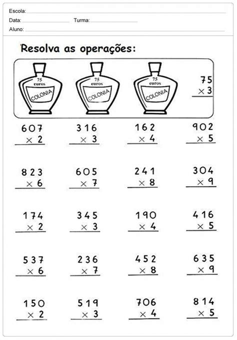 Atividades De Multiplicação 3º Ano