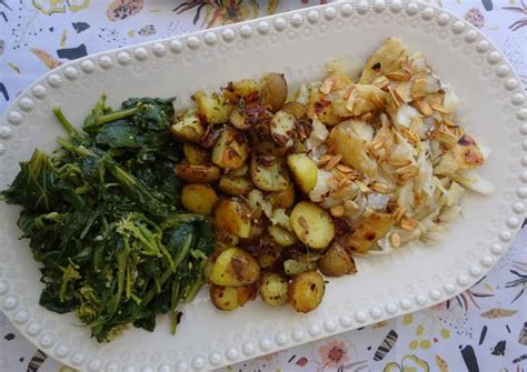 Bacalhau Assado Batatas Salteadas E Grelos Salteados Receita Por