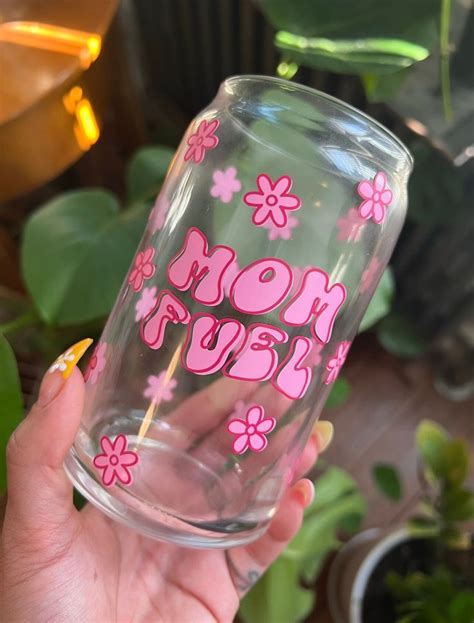 Mom Fuel Cup Positive Saying Cup Libbey Cup Glass Cup Coffee Glass Iced