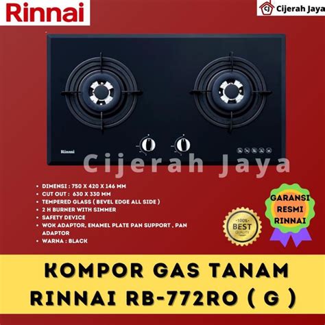 Jual RINNAI BUILT IN GAS HOB KOMPOR GAS TANAM 2 TUNGKU RINNAI RB 772