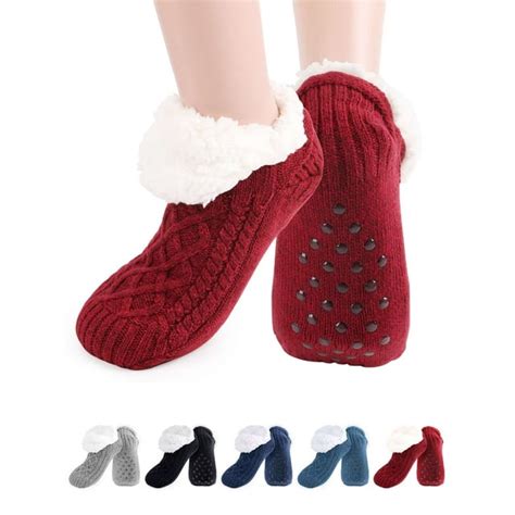 Luxtrada Women Slipper Socks With Gripper Winter Non Slip Thick Fuzzy