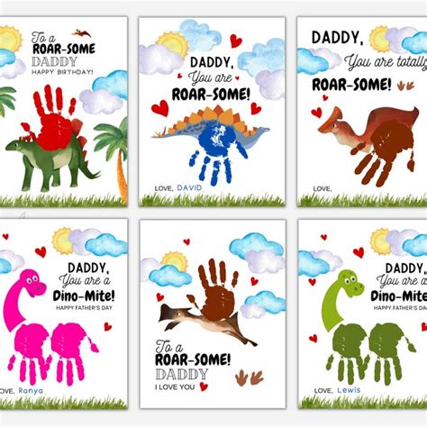 Dinosaur Handprint Dad Birthday Etsy