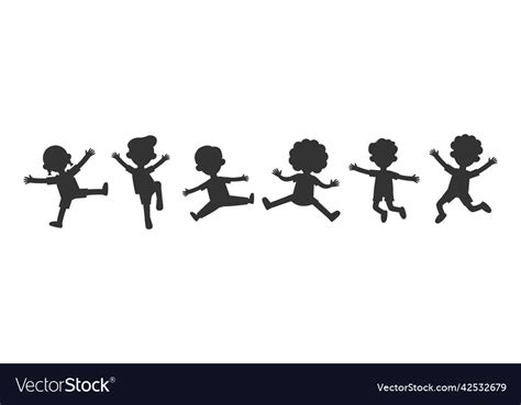 Group of black children silhouette playing jumping