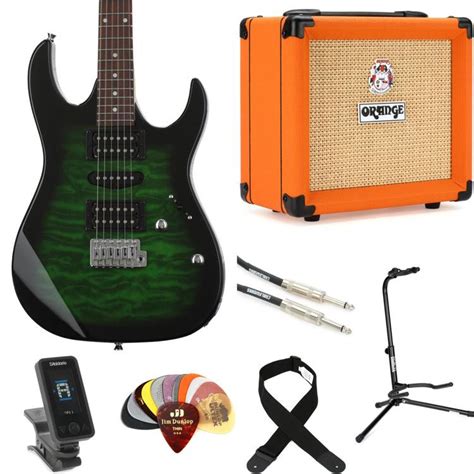 Ibanez Gio GRX70QA Electric Guitar and Orange Crush 20 Amp Essentials ...