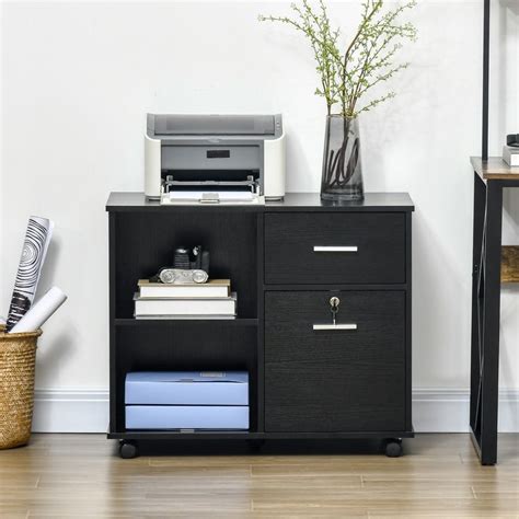 Vinsetto Lateral File Cabinet With Wheels Mobile Printer Stand With