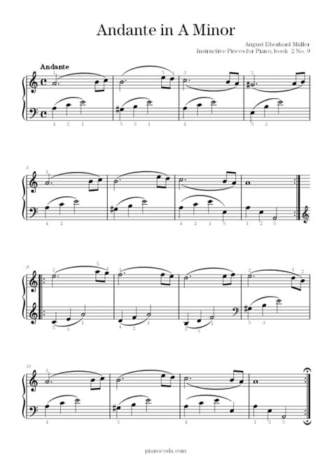 Andante In A Minor Free Sheet Music Pianocoda