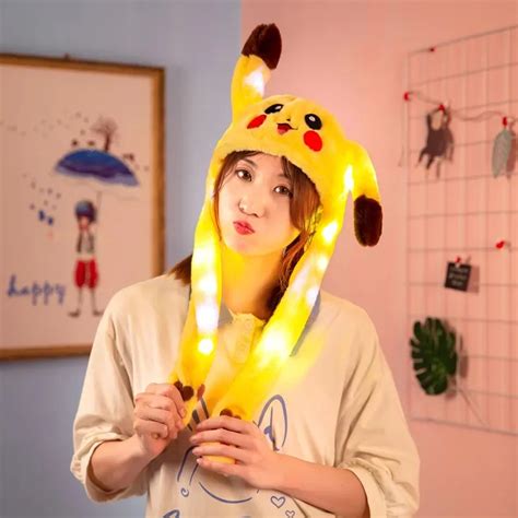 Pokemon Cartoon Glowing Hat Para Crian As Pikachu Orelhas De Coelho