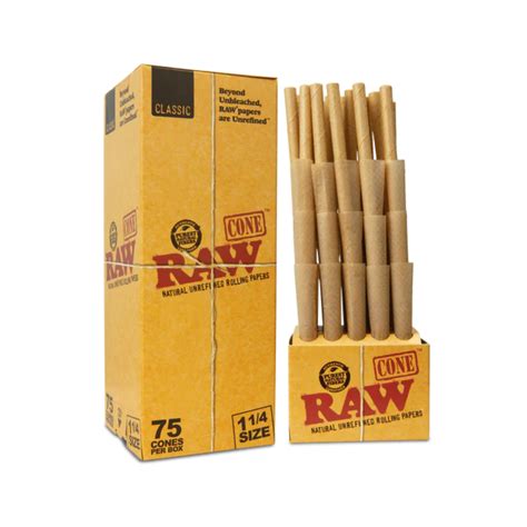 Raw Classic Pre Rolled 1¼ Cones 75 Pack Ez Test Australia