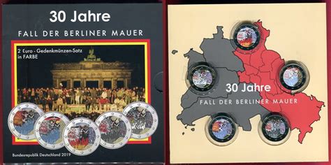 Deutschland BRD 5 X 2 Euro Mit Farbauflage 2019 30 Jahre Fall Der Mauer