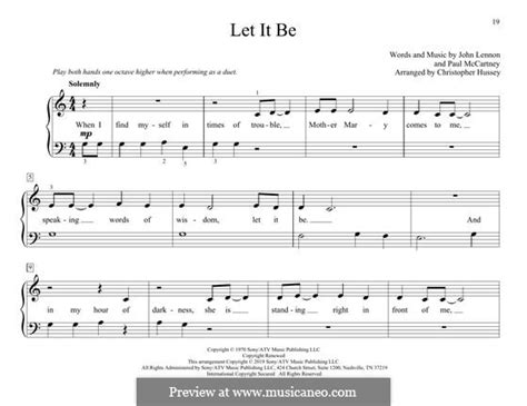 Piano Version Let It Be The Beatles Por J Lennon P Mccartney Em