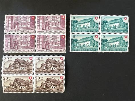 3 Blocs De 4 Neufs Pro Patria 1949 Selon Photo Kaufen Auf Ricardo