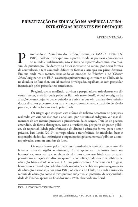 PDF Privatização da educação na América latina Estratégias recentes em destaque
