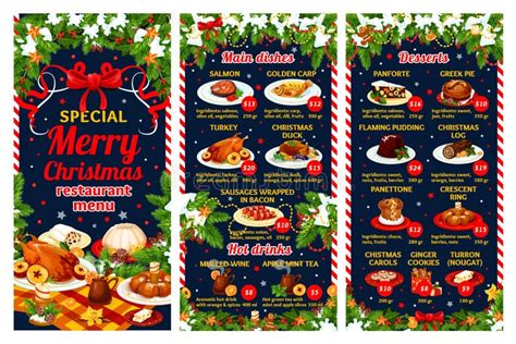 Christmas Restaurant Menu of Winter Holiday Dinner Stock Vector ...