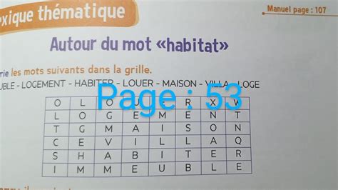 Ce Lexique Th Matique Autour Du Mot Habitat Cahier D Activit S