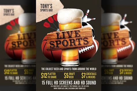 Sports Bar Flyer Template Flyer Templates ~ Creative Market