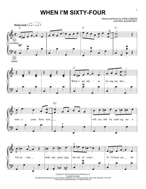 When I M Sixty Four By The Beatles Sheet Music For Accordion At Sheet