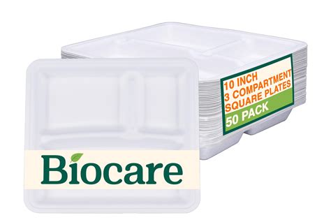 Biocare Inch Stf Compartment Square Plates Compostable