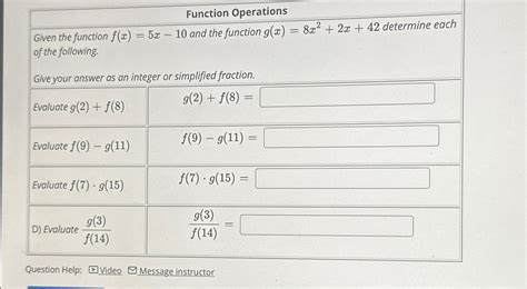 Solved Function Operationsgiven The Function F X 5x 10 ﻿and