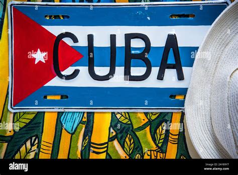 Cuban Flag And Straw Hat Stock Photo Alamy