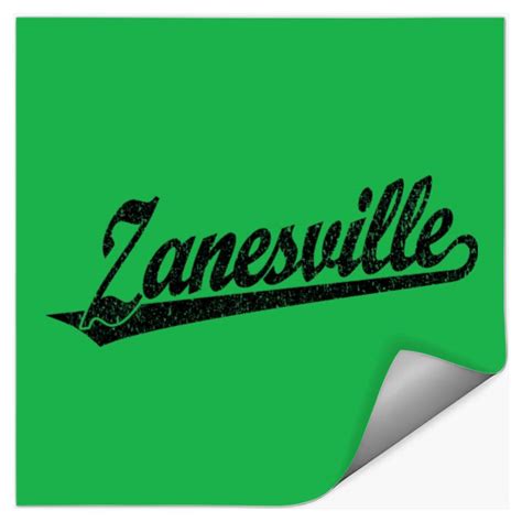 Zanesville Script Logo In Black Distressed Stickers Sold By