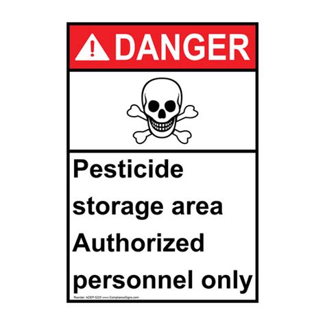 Vertical Pesticide Storage Area Authorized Only Sign Ansi Danger