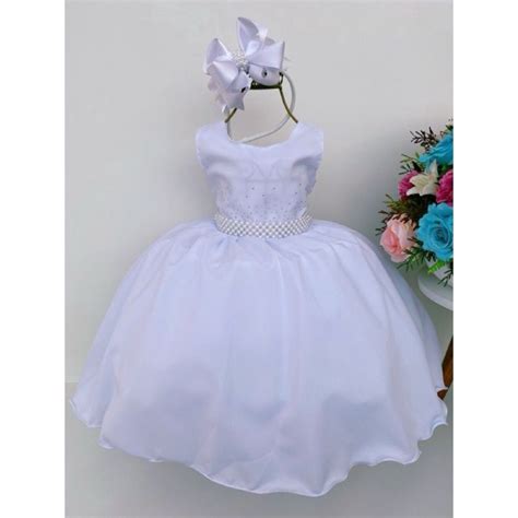 Vestido Infantil Festa Branco Batizado Daminha Comunh O Casamento