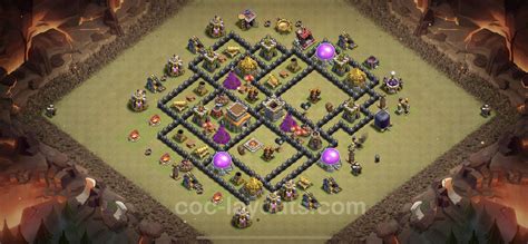 Best Anti 3 Stars War Base Th8 With Link Anti Air Dragon Town Hall