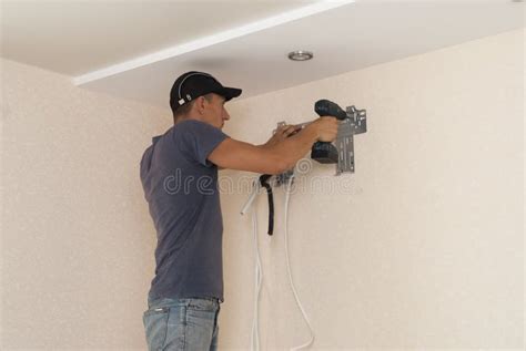 Installation of the Air Conditioner Indoor Unit Stock Image - Image of ...